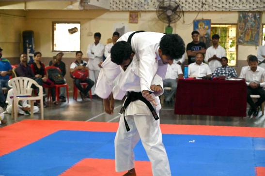  A captivating moment transpired during the karate demonstration, skillfully presented by Vignesh Murkar, Bhupesh Vaity, and Wince Patil.